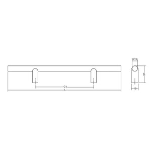 Mâner mobilier Viefe Kumo, alamă cava periată, 248 mm (interax 128 mm)