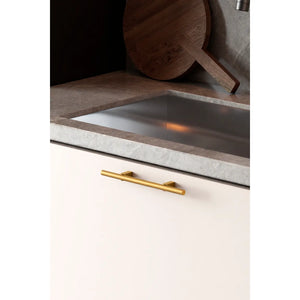 Mâner mobilier Viefe Kumo, alamă cava periată, 248 mm (interax 128 mm) - imagine 3