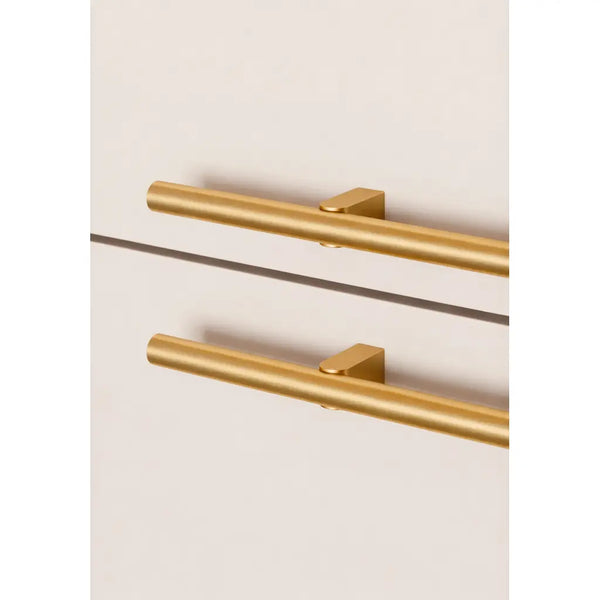 Mâner mobilier Viefe Kumo, alamă cava periată, 248 mm (interax 128 mm) - imagine 4