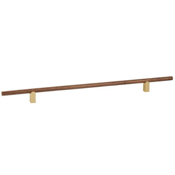 Mâner mobilier Viefe Kumo, nuc și alamă periată, 480 mm (interax 320 mm)