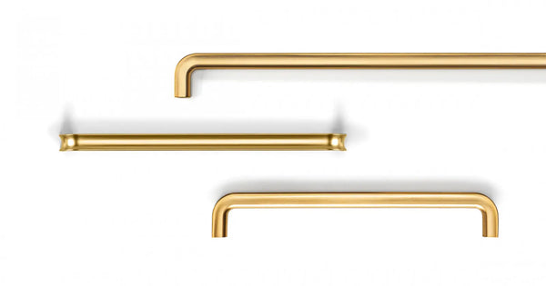 Mâner mobilier Viefe Lipp, alamă cava periată, 333 mm (interax 320 mm) - imagine 2