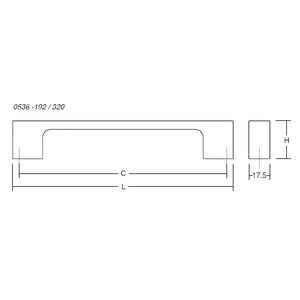 Mâner mobilier Viefe Luv, bronz periat, 330 mm (interax 320 mm)