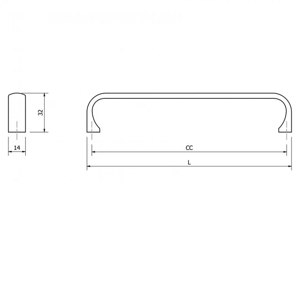 Mâner mobilier Viefe Miig, alamă cava periată, 168 mm (interax 160 mm) - imagine 3