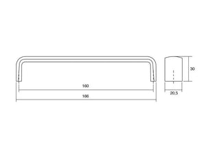 Mâner mobilier Viefe Mito, alamă antichizată, 166 mm (interax 160 mm) - imagine 2