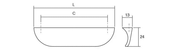 Mâner mobilier Viefe Nick, alamă periată, 178 mm (interax 160 mm) - imagine 3