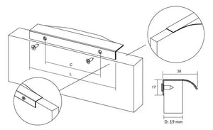 Mâner mobilier Viefe Noma, bronz antichizat, 350 mm (interax 256 mm) - imagine 2