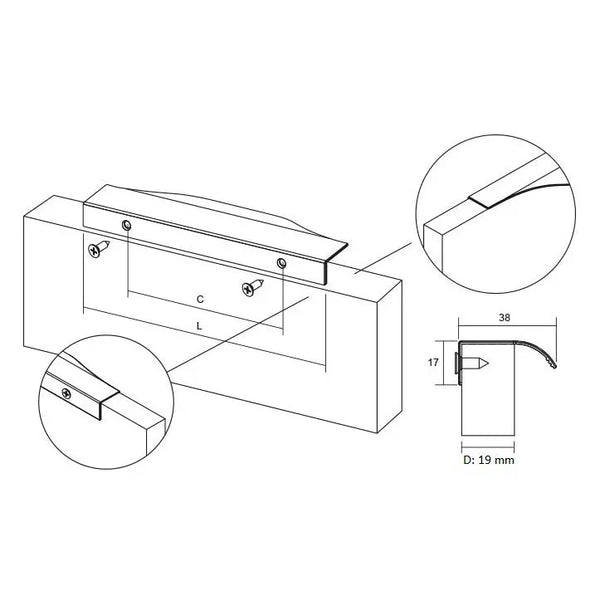 Mâner mobilier Viefe Noma, negru periat, 200 mm (interax 128 mm)