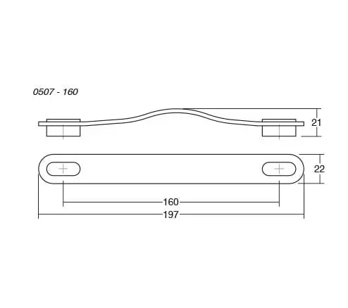 Mâner mobilier Viefe Oblong, negru și crom lucios, 197 mm (interax 160 mm)