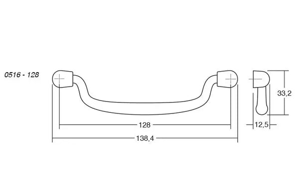 Mâner mobilier Viefe Pendant, cositor, 138,4 mm (interax 128 mm)