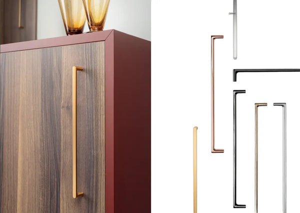 Mâner mobilier Viefe Pura, alamă cava periată, 264 mm (interax 256 mm) - imagine 2