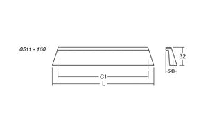 Mâner mobilier Viefe Rail, alamă cava periată, 180 mm (interax 160 mm) - imagine 4