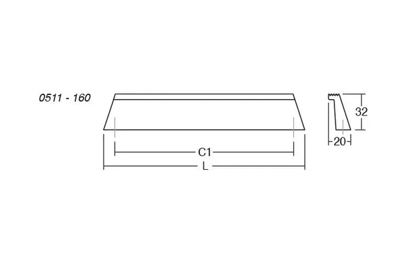 Mâner mobilier Viefe Rail, alamă cava periată, 180 mm (interax 160 mm) - imagine 4
