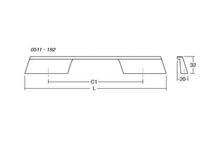 Mâner mobilier Viefe Rail, alamă cava periată, 280 mm (interax 192 mm) - imagine 3