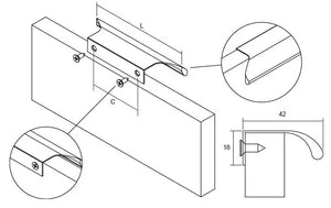 Mâner mobilier Viefe Ritta, crom lucios, 130 mm (interax 64 mm)