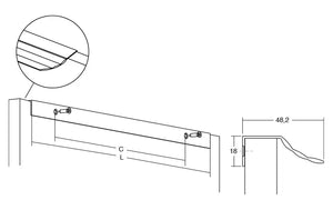Mâner mobilier Viefe Skala, alamă cava periată, 350 mm (interax 256 mm) - imagine 6