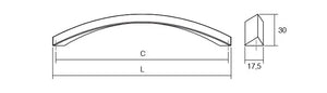 Mâner mobilier Viefe Smee, alamă periată, 231 mm (interax 224 mm) - imagine 4