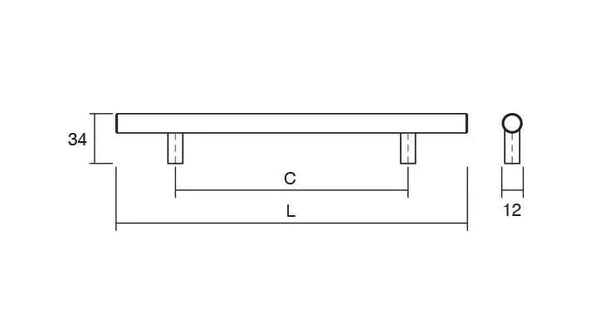 Mâner mobilier Viefe Tub, oțel inoxidabil, 192 mm (interax 128 mm) - imagine 2