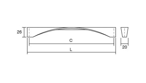 Mâner mobilier Viefe Twisted, crom lucios, 234 mm (interax 224 mm) - imagine 2