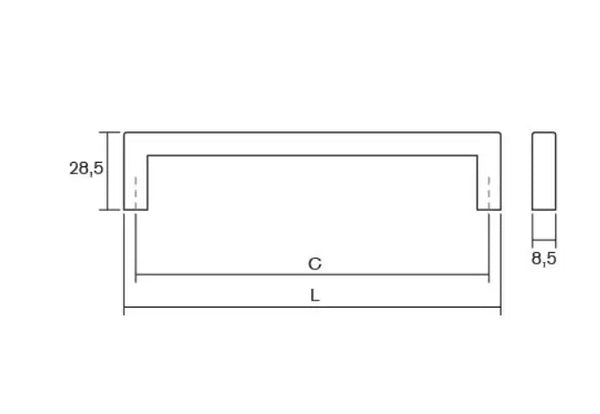 Mâner mobilier Viefe U, cupru periat, 136,5 mm (interax 128 mm) - imagine 3