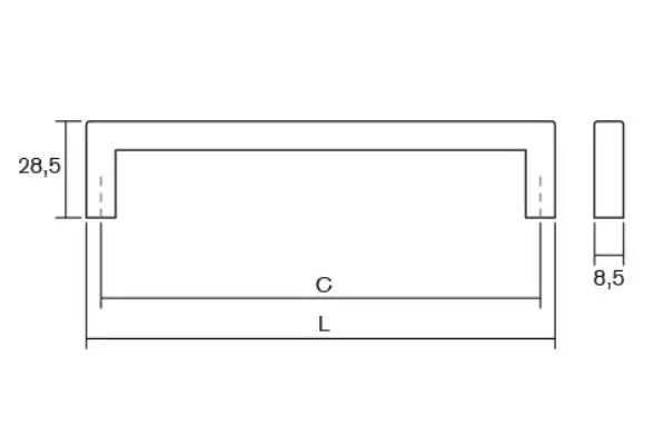 Mâner mobilier Viefe U, cupru periat, 168,5 mm (interax 160 mm) - imagine 3