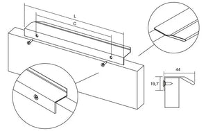 Mâner mobilier Viefe Vann, negru mat, 200 mm (interax 128 mm)