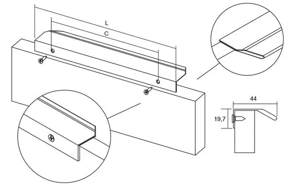 Mâner mobilier Viefe Vann, negru mat, 200 mm (interax 128 mm)