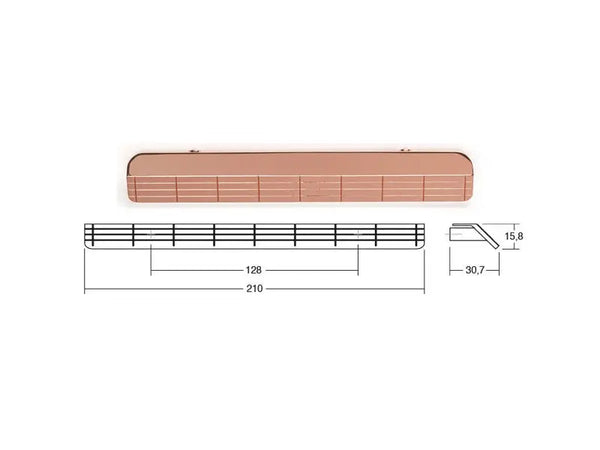 Mâner mobilier Viefe Wallace, cupru lustruit, 210 mm (interax 128 mm)