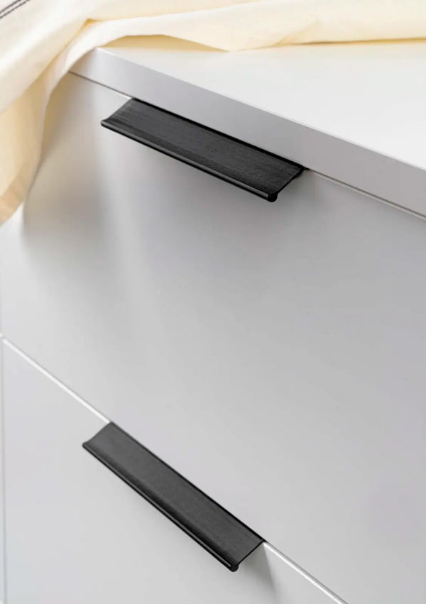 Mâner mobilier Viefe Wing, negru periat, 200 mm (interax 128 mm)