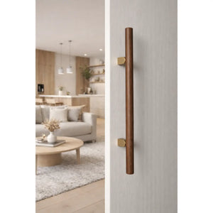 Mâner spațial Viefe Kumo Wood Big One, nuc și alamă periată, 878 mm (interax 448 mm) - imagine 3