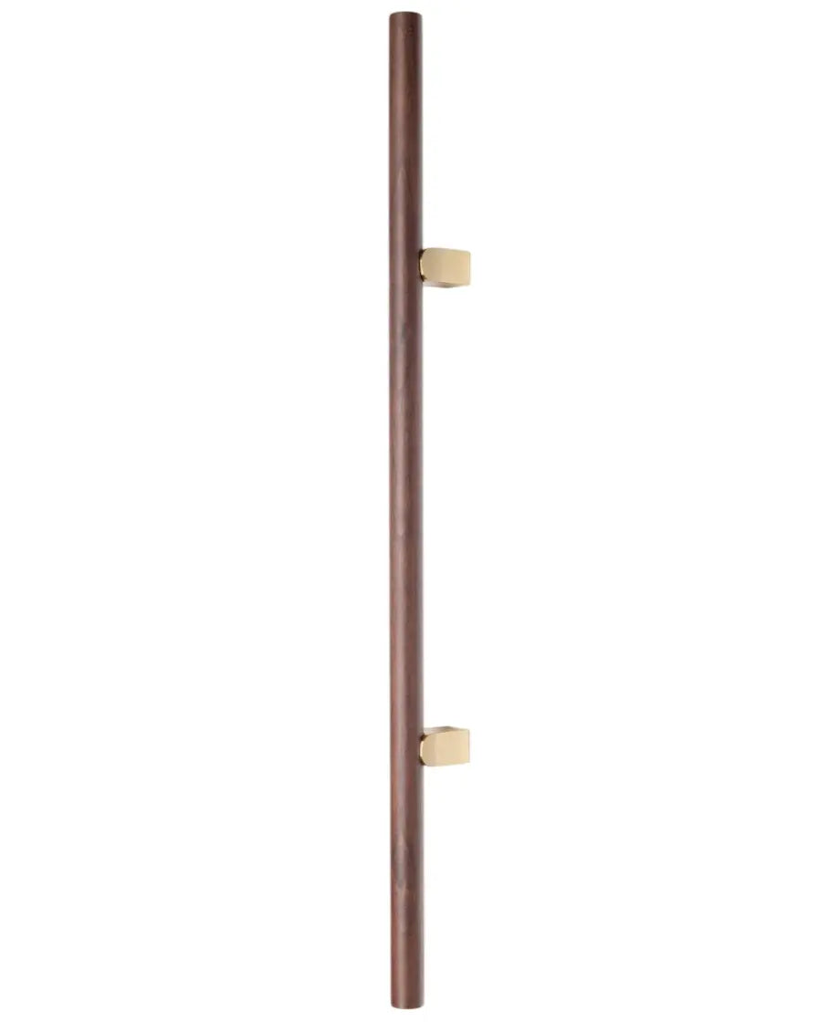 Mâner spațial Viefe Kumo Wood Big, nuc și alamă periată, 1010 mm (interax 640 mm)