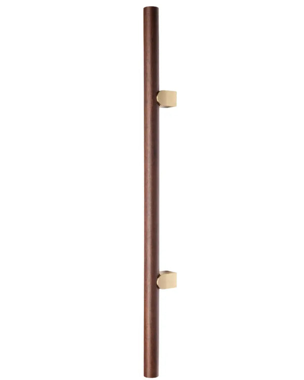 Mâner spațial Viefe Kumo Wood Big, nuc și alamă periată, 610 mm (interax 320 mm)