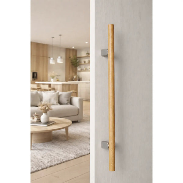 Mâner spațial Viefe Kumo Wood Big, stejar și oțel inoxidabil, 1010 mm (interax 640 mm) - imagine 3