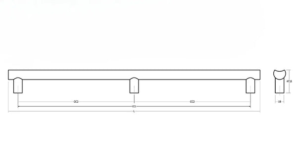 Mâner spațial Viefe Moon, oțel inoxidabil, 1096 mm (interax 1056 mm) - imagine 4