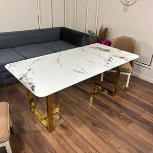 Masa dining cu blat compozit si inox Eterna Luxe - DT2133 lussoline