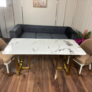 Masa dining cu blat compozit si inox Eterna Luxe - DT2133 lussoline