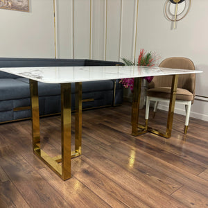 Masa dining cu blat compozit si inox Eterna Luxe - DT2133 lussoline