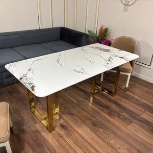 Masa dining cu blat compozit si inox Eterna Luxe - DT2133 lussoline