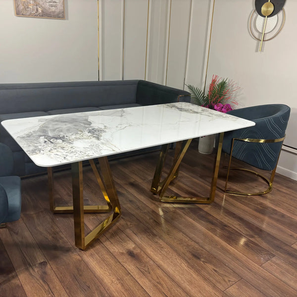 Masa dining cu blat compozit si picior inox Nerisa - DT2228 Lussoline