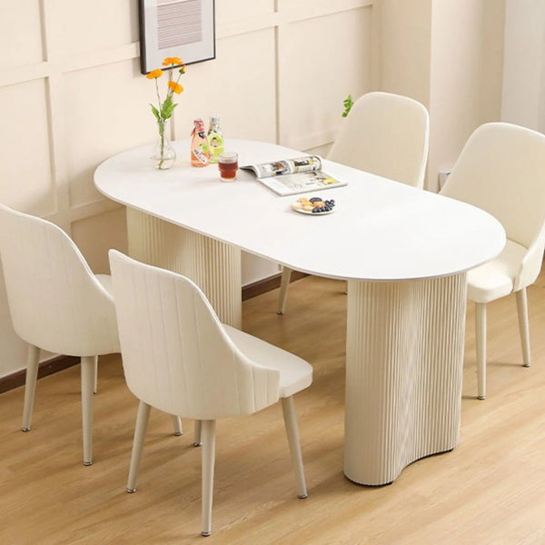 Masa dining din lemn cu blat compozit si picior inox Althea - KM164 Lussoline