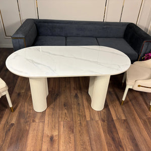 Masa dining din lemn cu blat compozit si picior inox Althea - KM164 Lussoline