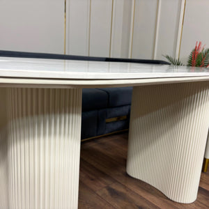 Masa dining din lemn cu blat compozit si picior inox Althea - KM164 Lussoline