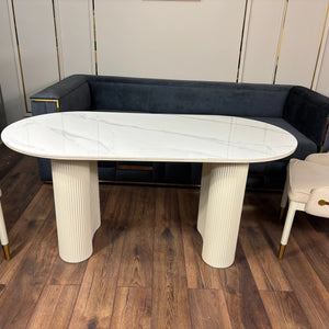 Masa dining din lemn cu blat compozit si picior inox Althea - KM164 Lussoline