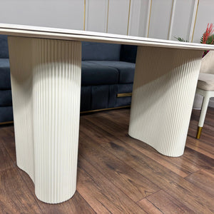 Masa dining din lemn cu blat compozit si picior inox Althea - KM164 Lussoline