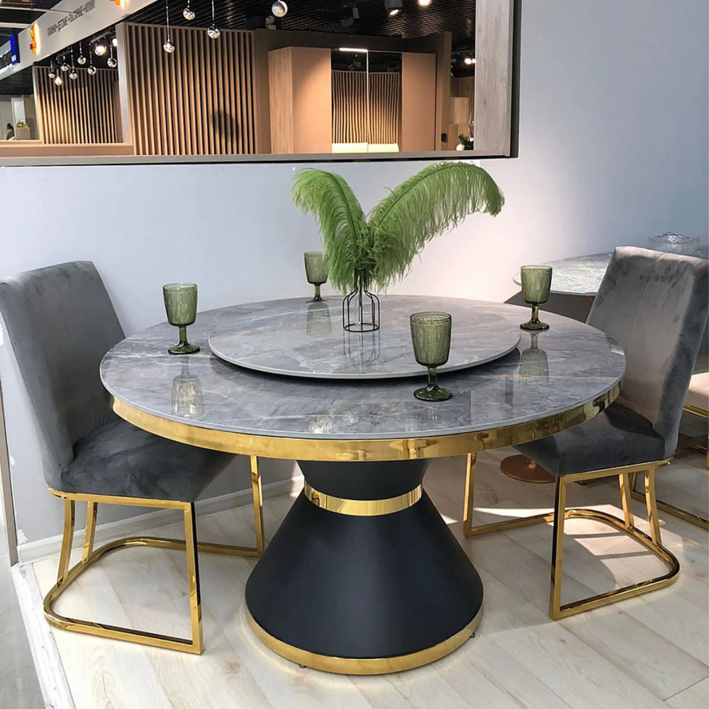 Masă dining din piatră sinterizată și inox 8k Artemis - DT2115 lussoline