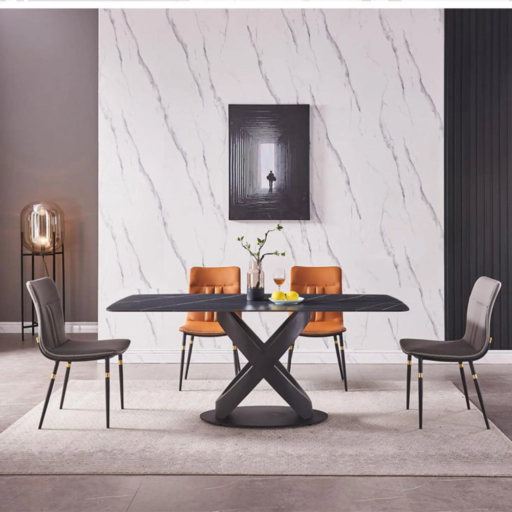 Masă dining din piatră sinterizată și inox 8k Axis - DT2134 lussoline