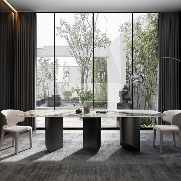 Masă dining din piatră sinterizată și inox 8k Eternity - DT2142 lussoline