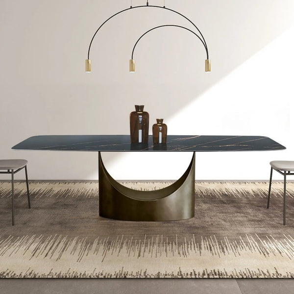 Masă dining din piatră sinterizată și inox 8k Horizon - DT2141 lussoline