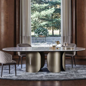 Masă dining din piatră sinterizată și inox 8k Imperial - DT2149 lussoline