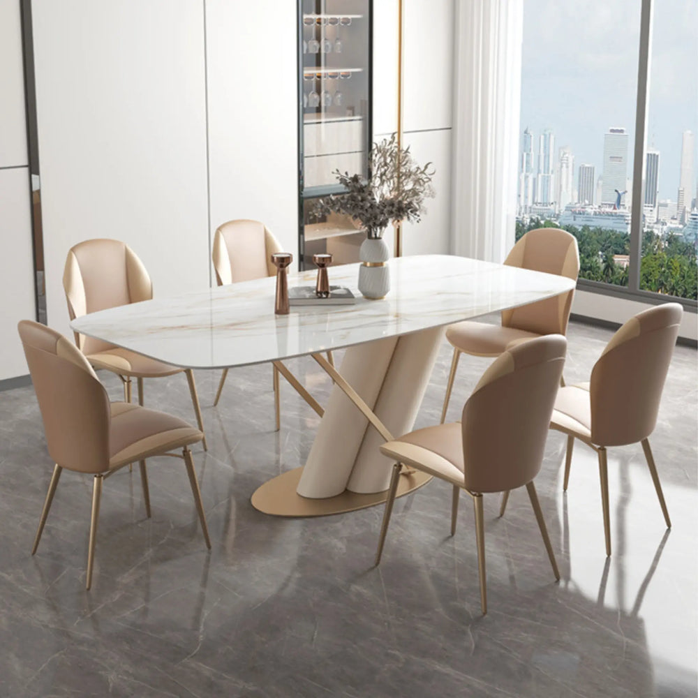 Masă dining din piatră sinterizată și inox 8k Serenity - DT2236 lussoline