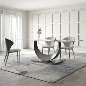 Masă dining din piatră sinterizată și inox 8k Zenith - DT2205 lussoline